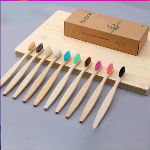 2Pcs Natural Pure Bamboo Toothbrush Portable Soft Hair Tooth Brush Eco Friendly Brushes Oral Cleaning Care Tools