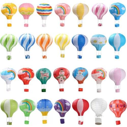 12''30cm Rainbow Lantern Hot Air Balloon Paper Lantern Kids Birthday Party Wedding Hanging Lamp DIY Xmas Festival Decor Lanterns