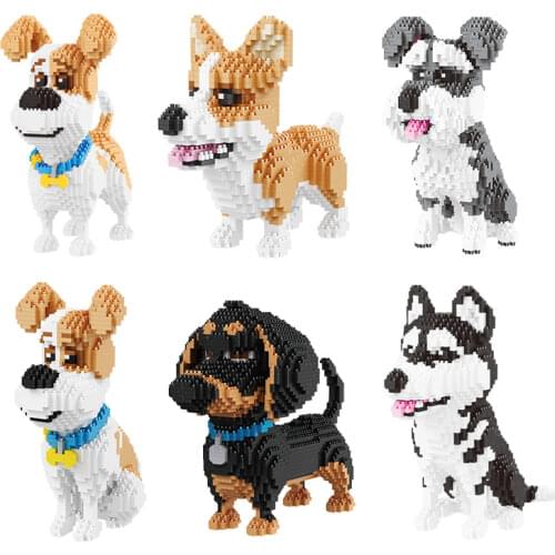 Balody 2000+pcs Dog Building Blocks Diamond Micro Small Particles Assembly Toy Pet Dog Block Model Toys for Children Gifts