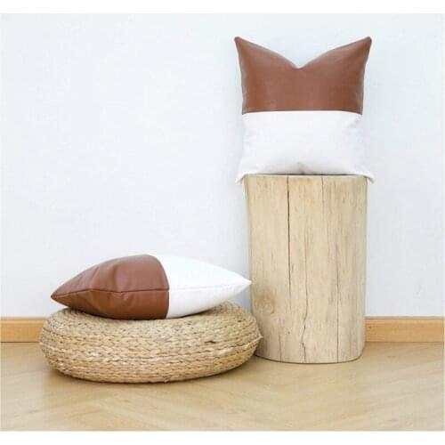 45x45cm PU Leather Cushion Covers Geometric Stripe Decorative Throw Pillow Case For Sofa Bed Car Seat Home Pillow Cover