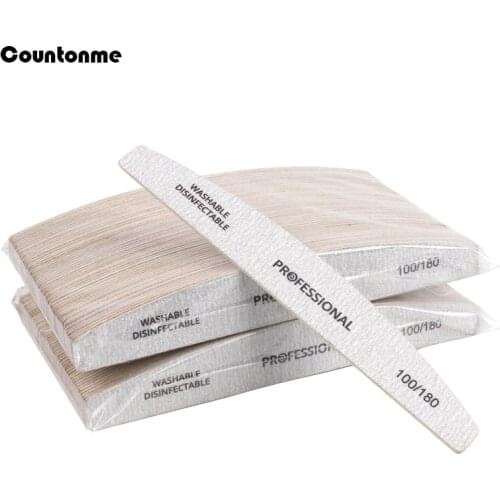 50Pcs/Lot Professional Nail File 100/180 Wood Sanding Buffer Block Strong Thick Wooden Sandpaper Manicure Buffing Polish Tools