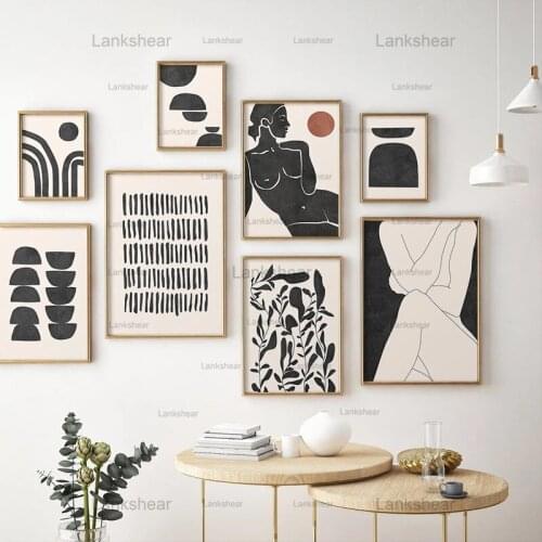 Abstract Canvas Painting Nude Woman Posters and Prints Line Drawing Minimalist Geometric Wall Art Picture Living Room Home Decor