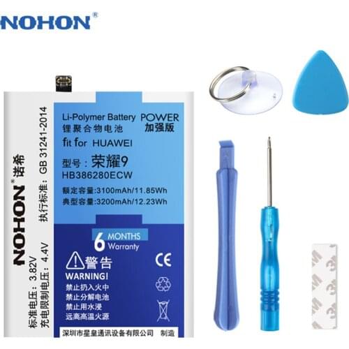 Original NOHON HB386280ECW Battery For Huawei P10 Honor 9 High Capacity 3200mAh Replacement Mobile Phone Batteries Free Tools