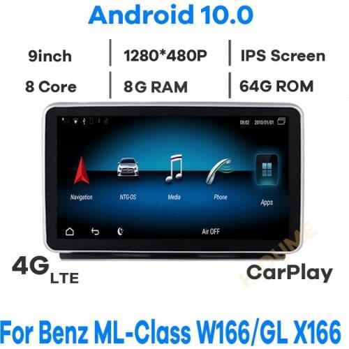 Android 10 8Core 8+64G Car DVD Radio Multimedia Player GPS Navigation for Mercedes Benz ML W166/GL X166 2012-2015 Stereo Carplay