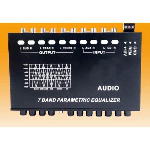Car audio EQ high low tone frequency divider 7 band gain equalizer on vehicle