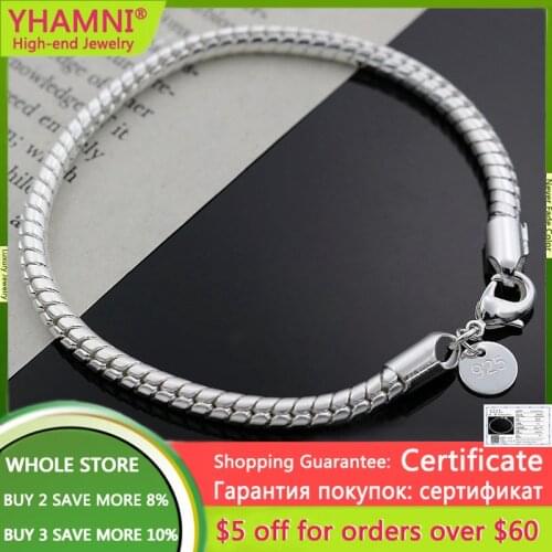 With Certificate Wholesale Price 3MM Silver 925 Snake Chain Bracelet Fashion Party Jewelry For Men and Women Drop Shipping SL001