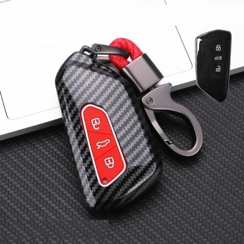 Carbon Fiber ABS Shell Car Remote Key Cover Case For Volkswagen VW Golf 8 MK8 For Skoda Octavia