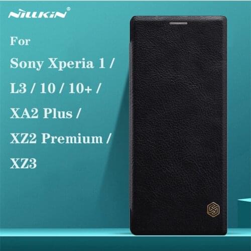 For Sony Xperia 1 Xperia 10 XA2 Plus L3 XZ3 XZ2 Premium Flip Case Nillkin Qin Vintage Leather Flip Cover Card Pocket Phone Bags