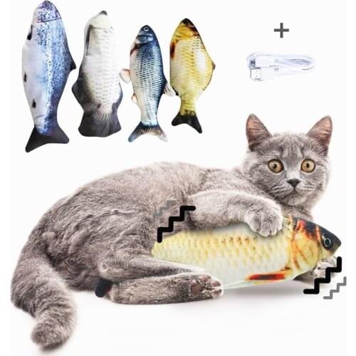 Cat Wagging Catnip Toy Fish USB Electric Charging Simulation Dancing Jumping Moving Floppy Fish Cat Toy Electronic Fish For Cats
