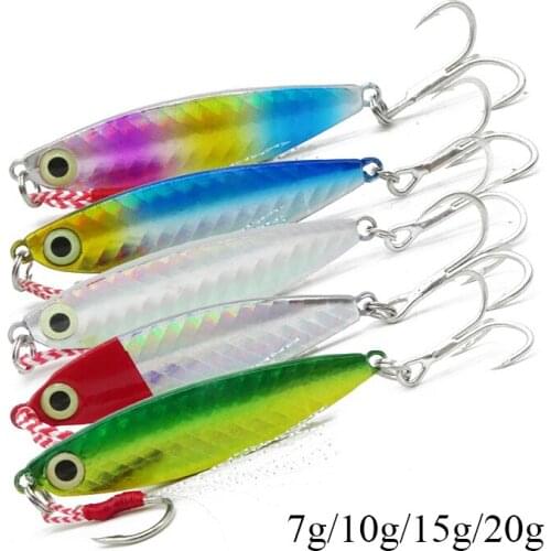 AS Shore cast jigs Metal Jig Cast Spoon Double Hooks Treble Hooks 7g10g15g20g Artificial Bait Fishing Jigging Lure Cast Spoon