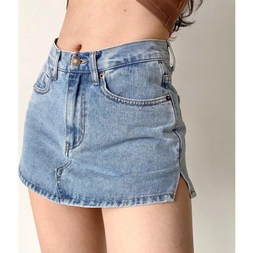 TVVOVVIN Split High Waist Denim Mini Booty Shorts Feminino Skorts Thin Women Summer Sexy Korean Women Short Femme Strapon Z8HL