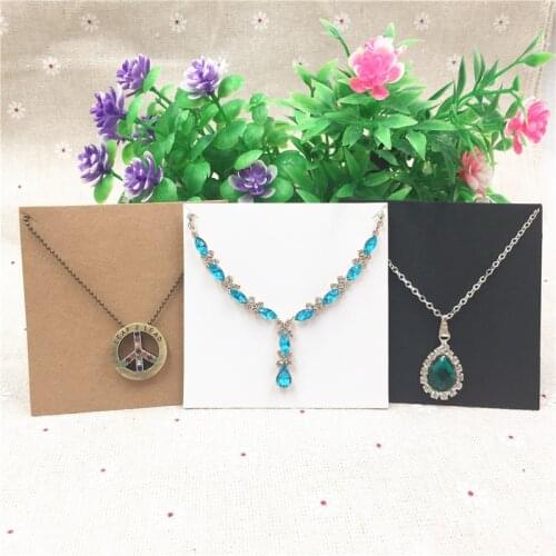 Square Necklace Cards Kraft Paper With Opp Bag Simple Style for Jewelry Displays Packing Card Blank Customized 8x8cm 100Pcs/Lot