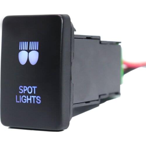 Laser Spot Lights Push Button Switch ON-Off 3A 12V Blue Led with Connector Wire Fit Toyota Hilux 2015/Prado 150 Series Rav4