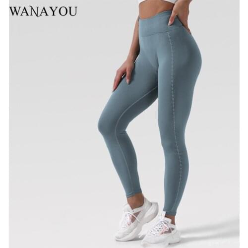 WANAYOU High Waist Workout Yoga Pants,Stretch Breathable Hip Push UP Exercise Tights,Stretch Women Gym Athletic Fitness Leggings