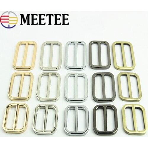 Meetee 5/10pcs 25/32/38/50mm Metal Bag Strap Buckles Belt Clothes Webbing Tri-Glide Slider Adjust Hook DIY Hardware Accessories