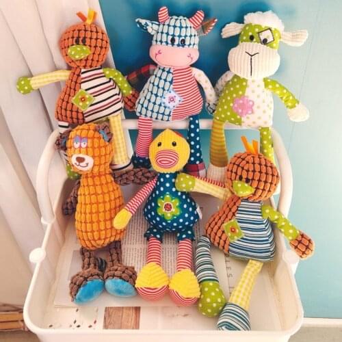 30CM Cute Cat Plush Toys Lovely Chick Duck Cow Sheep Stuffed Animal Striped Soft Toy Dolls Car Ornaments For Kids Birthdy Gifts