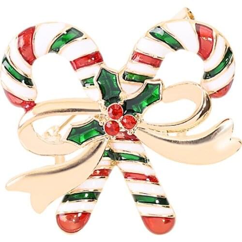 Fashion Fashion Brooch Christmas Theme Series Pin Color Cane Golden Bow Santa Claus Gift Personality Brooch