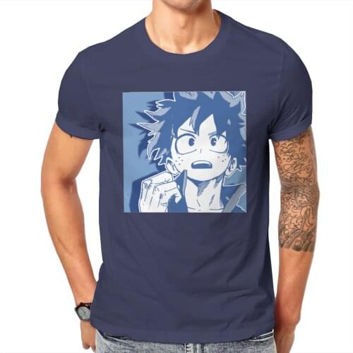 Men Blue Izuku AND Midoriyas Anime Katsuki Bakugos One For All Novelty Graphic Classic O collar Tshirt