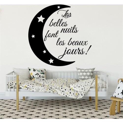 Wall Stickers Les Belles Nuits Font Les Beaux Jours French Quotes Mural Vinyl For Kids Bedroom Livingroom Decor Decals RU2466