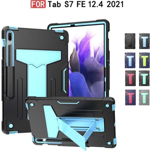 New Armor Case For Samsung Galaxy Tab S7 FE SM-T730 T736 12.4"2021 Kids Safe Heavy Duty Silicone Hard Cover Anti-Dust boys Soft