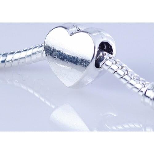 Wholesale 35pcs silver plated love heart beads Big Hole Beads Fit style Bracelet Skull European hole 4.5mm