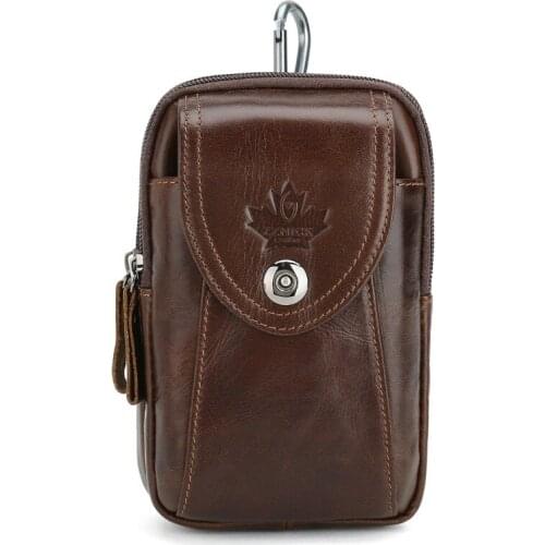 Men Genuine Leather Fanny Waist Bag Cell/Mobile Phone Coin Purse Pocket Belt Bum Pouch Pack Vintage Hip bag