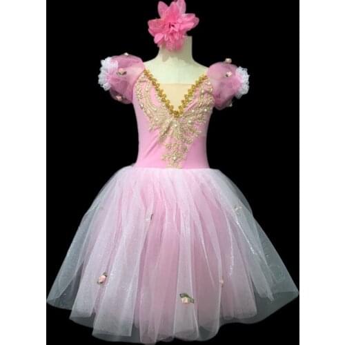 Pink Ballerina Dress Kids Girls Adult Women Professiona Ballet Dress Long Ballet Tutu Dress Girls Ballerina Outfit Swan Costume