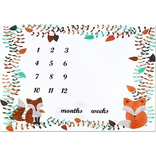 Cartoon Pattern Infant Baby Milestone Photo Props Background Blankets Backdrop Cloth Calendar Bebe Boy Girl Photo Accessories