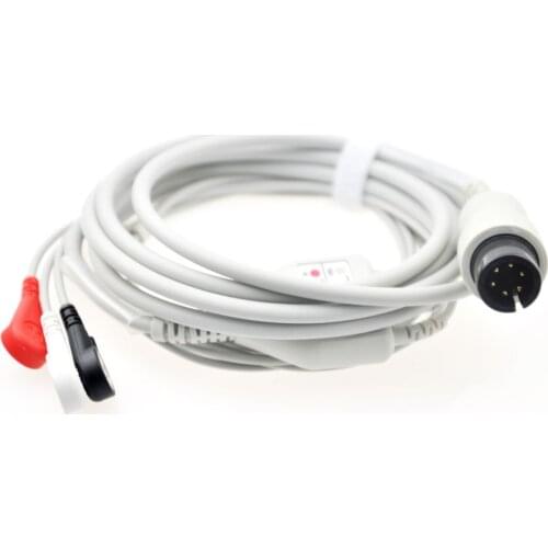 Compatible Defibrillator Zoll M series 3 lead ecg cable with 6pin,Snap,AHA