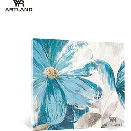 Modern Handmade canvas wall art picture acrylic abstarct oil painting Beautiful blue flowers home decor for living room bedroom