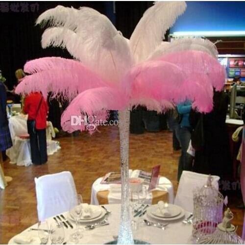Whosale 100Pcs /lot 14-16 Inch White Ostrich Feather Plume Craft Supplies Wedding Party Table Centerpieces Decorations supplies