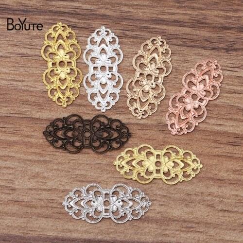 50 Pcs 15*33MM 7 Colors European Vintage Charms Wholesale Brass Material DIY Jewelry Hollow Out Flower Pendant Charms
