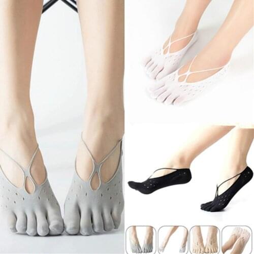 Womens Five Finger Boat Socks Orthopedic Compression Socks Girls Toe Socks Ultra Low Cut Liner With Gel Tab Short Breathable