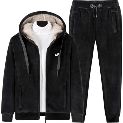 5XL 6XL Plus Size Women Suit Winter Thicken Warm Trousers Hooded Sweater +Pants Suit Outdoor Running Clothing 2PCS