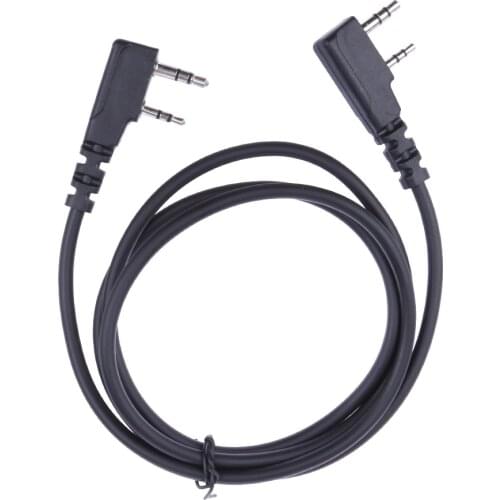 1m/3.28ft 2 Pin Clone Copy Cable for Puxing Wouxun Linton Kenwood Baofeng 2-Way Radio Color Black