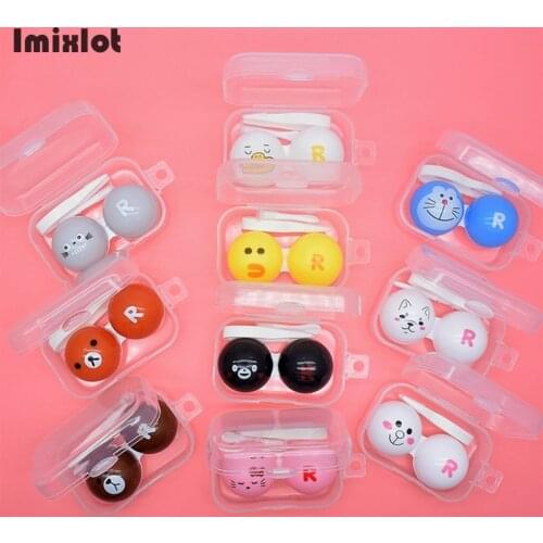 1PC Colored Cartoon Contact Lenses Case Lovely Portable Contact Lens Case for Eyes Contacts Travel Kit Holder Lens Container