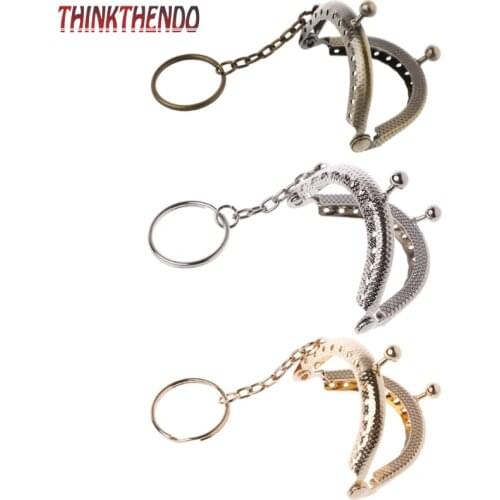 1PC Coin Purse Bag Arch Frame Kiss Clasp Lock With Key Ring DIY Craft 5cm F3MD