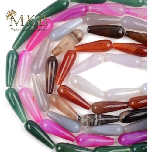 10*30mm Water Drop Natural Stone Beads White Red Carnelian Agates Beads For Jewelry Making Handmade Necklace Accessories 15"