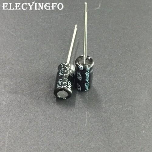 10pcs/100pcs 3.3uF 100V3.3UF KT NP 6x12mm 100V3.3uF Bipolar Aluminum Electrolytic Capacitor