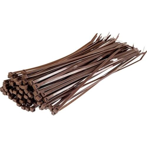 100 PCS Self-locking Borwn Plastic Nylon Tie Cable Tie Fastening Ring Cable Tie Zip Wraps Strap Nylon Cable Tie Set