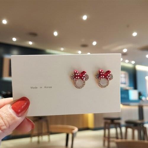 2 pcs set Disney cartoon doll accessories silver earrings girl Chinese style Mickey mouse earrings baby girls toys