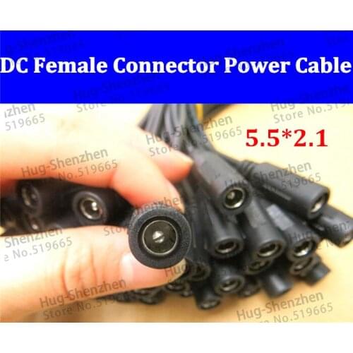 30cm DC power female connector power cord cable size 5.5*2.1 Power female Plug Connector for Monitoring,led light--50pcs