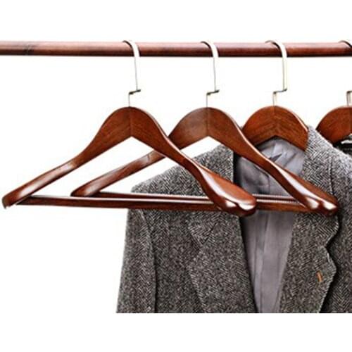 4 pcs/lot Solid Wood Suit Hangers with Broad Shoulders Quality Wooden Hanger for Coat Pants Household Clothing Hanging