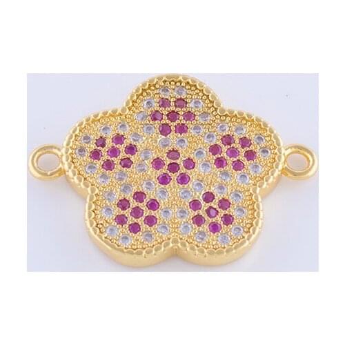 5 pieces Jewelry Bijoux Colorful Zircon Flower Charms For Jewelry Making Wholesale Copper Micro Pave Czech Charms Diy Finding