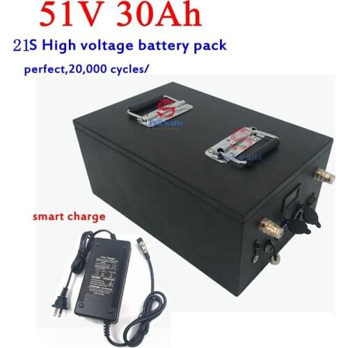 Battery 51V 30AH Lithium titanate battery pack BMS 21S for 48V scooter Solar energy storage bike inverter + 5A charge