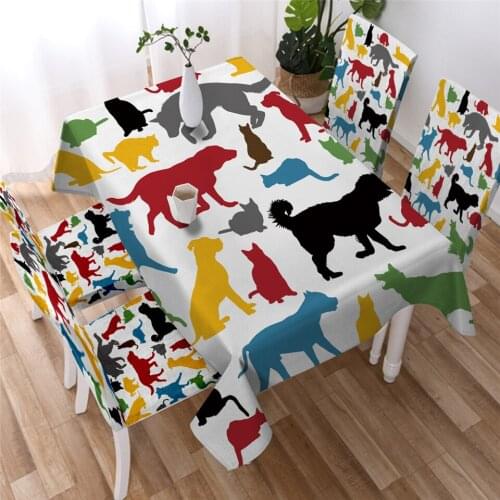 Decorative Tablecloth Rectangular Pet Dogs Tablecloths Cartoon Animals Dining Table Cover Colorful Custom Dining Table Cover