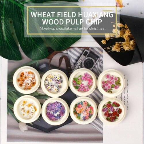 Valentines Day Roses 3D Nail Art Sticker Wood Pulp Chip Manicure Color Flower Daisy Nail Stick Wheat Field Flower Rural Style