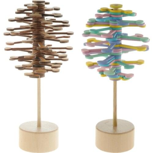 Wooden Rotating Lollipop Sensory Visual Relaxation Desk Toy Novelty & Gag Toys for Kids Adults, 24.5cm