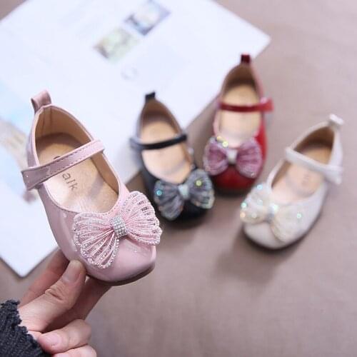 Kids Shoes Girls Princess Flats Baby Fashion Leather Shoes Toddler Flats Shoes 2021 Autumn New SOB005