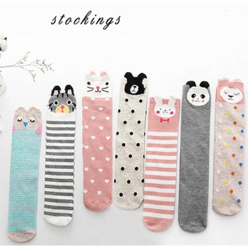 Childrens leg warmers Cotton stereo animal cat ear print girls stockings Cartoon for straight baby knee-high leg warmers